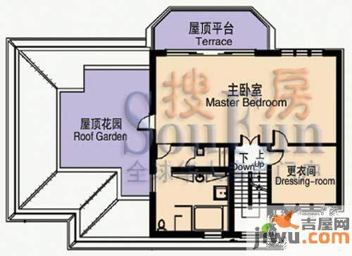 紫玉山庄二期a三层平面图户型2室2卫户型