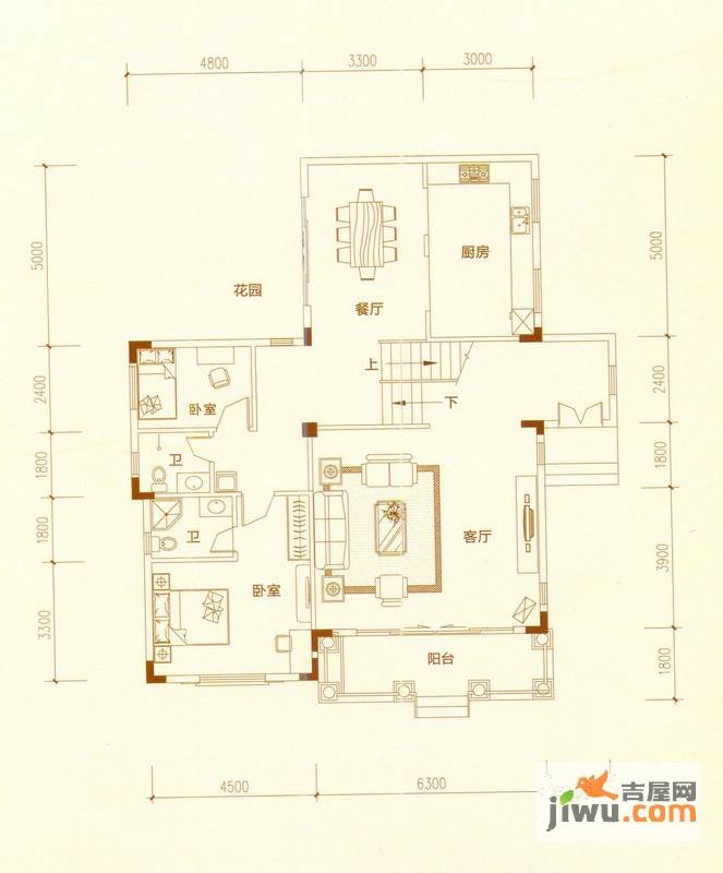 别墅山麓二期悠兰山邃林独栋别墅一层户型图6室4厅5卫1厨城市重要性的图片