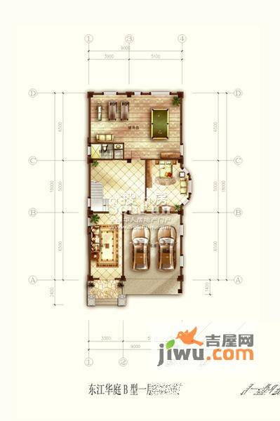 东江华庭b型一层户型图4室2厅2卫1厨户型