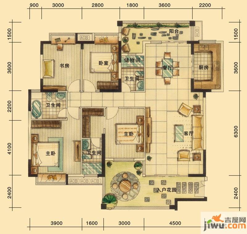 东江学府东江学府三期雍容大家户型4室2厅3卫