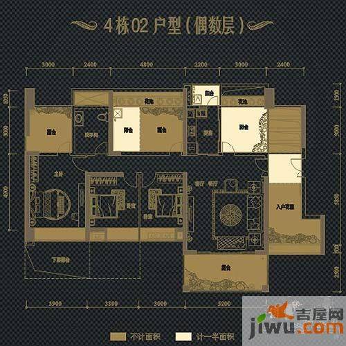 君悦龙庭龙光君悦龙庭4栋02户型偶数层3室2厅1卫