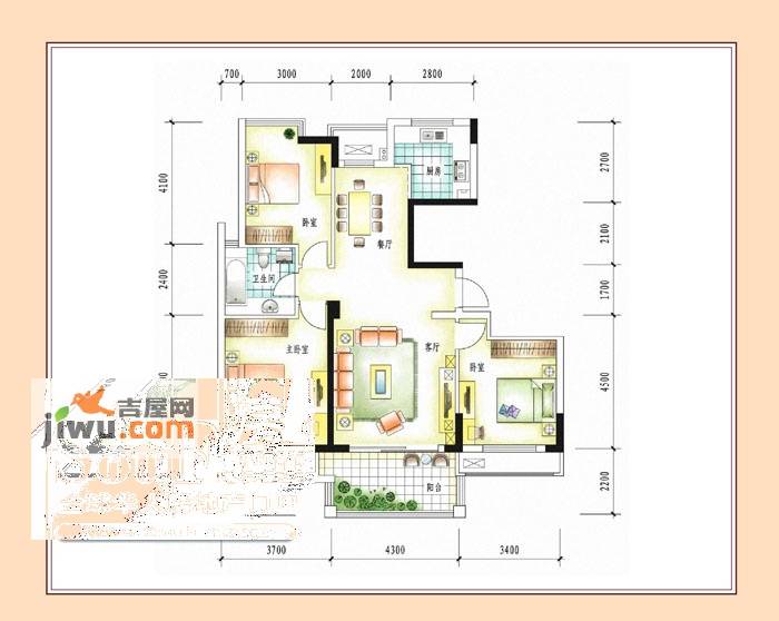 杭州理想康城国际康城国际康桥郡1号d套型3室2厅1卫户型图_首付金额_3