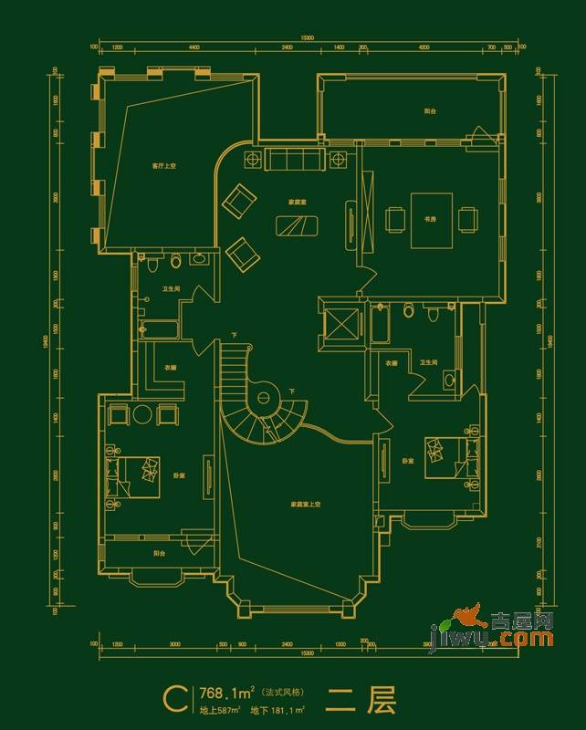 c户型二层6室4厅4卫1厨户型图|乡居假日6房4厅4卫户型图_丰润乡居假日