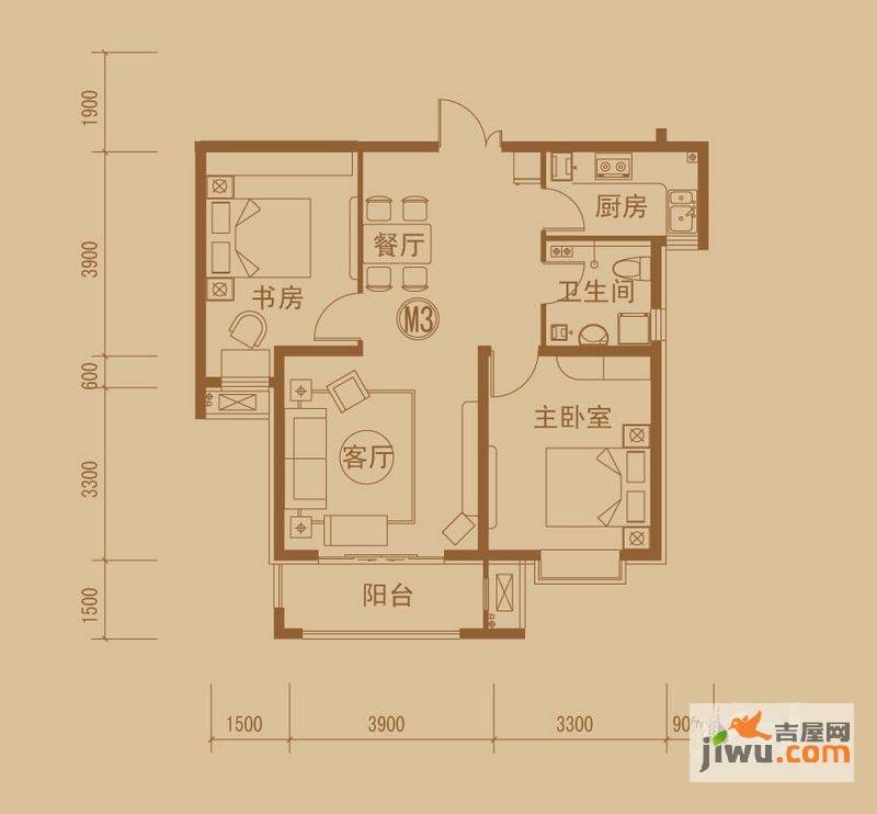 国仕山国仕山m3户型2室2厅1卫