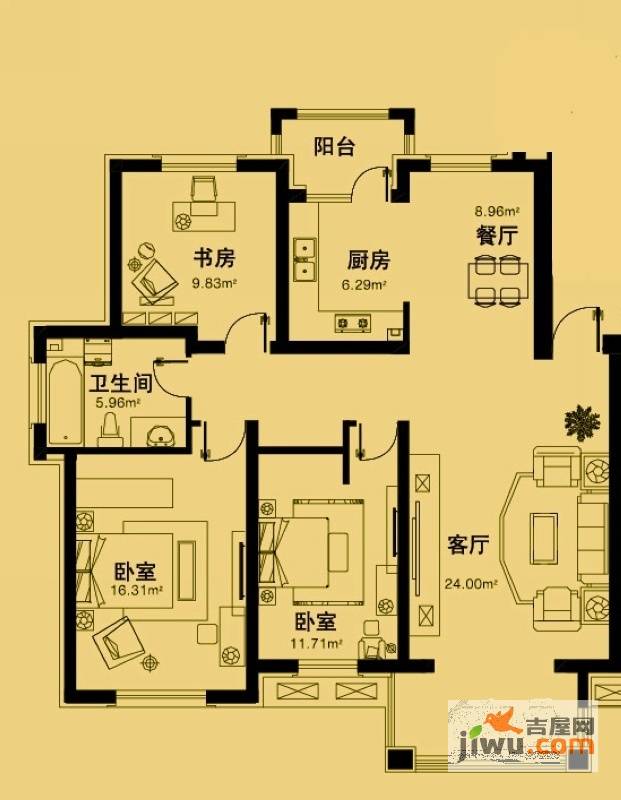 上院上院复式户型3室2厅1卫1厨