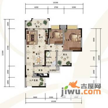 树高卡地亚绵阳树高卡地亚户型图f22室2厅1卫1厨