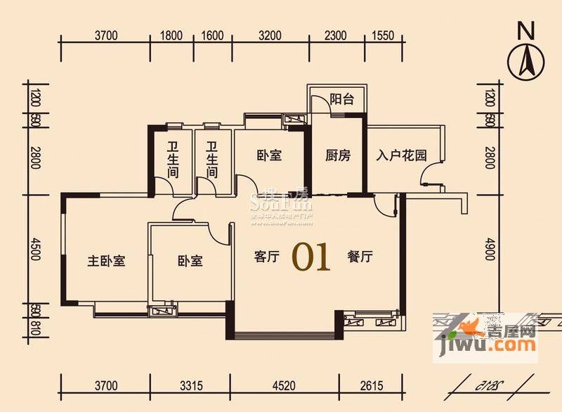 雅居蓝湾1区2栋01,02单位3室2厅户型