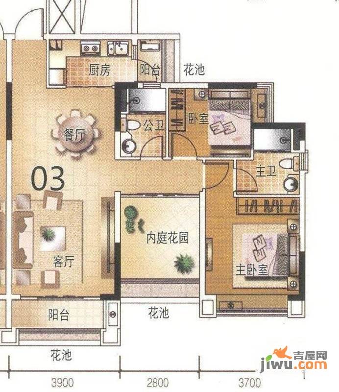 保利香槟花园保利香槟花园户型图2室2厅1卫1厨