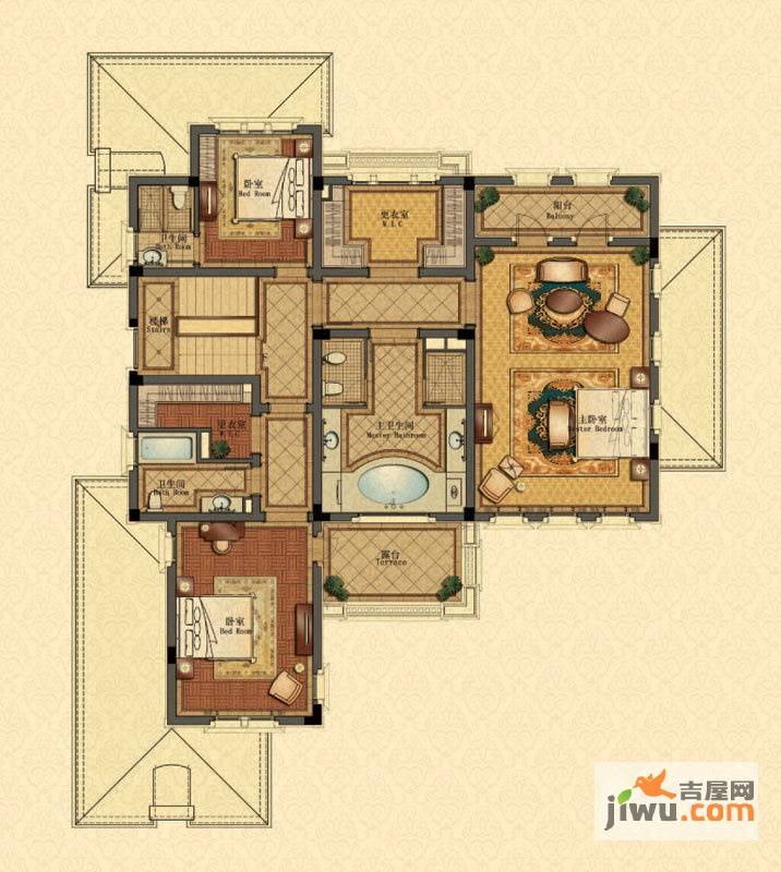 绿城昆山玫瑰园绿城昆山玫瑰园h户型二层5室3卫