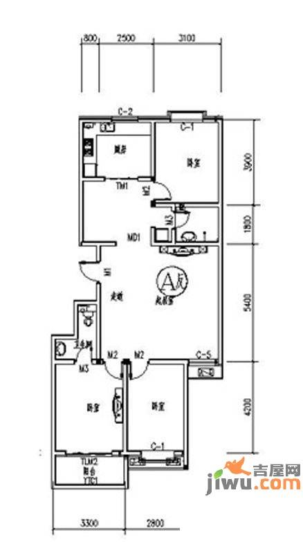 北京棠樾3室2厅2卫户型图