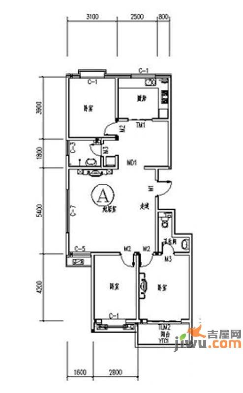 北京棠樾3室2厅2卫户型图