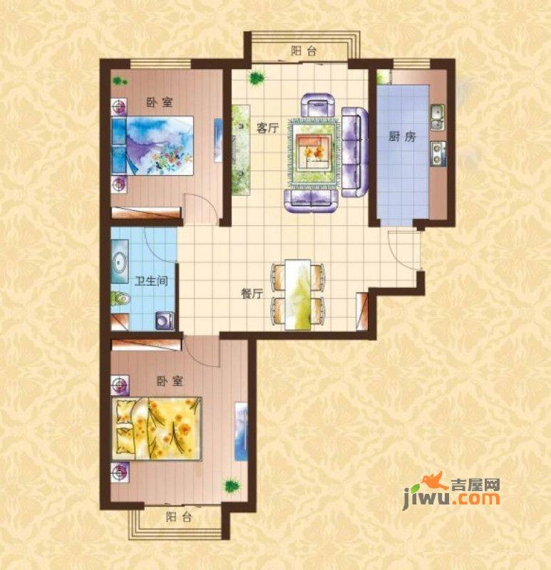 芳菲苑2室2厅1卫86.5㎡户型图
