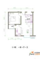 红海湾1室1厅1卫61.7㎡户型图