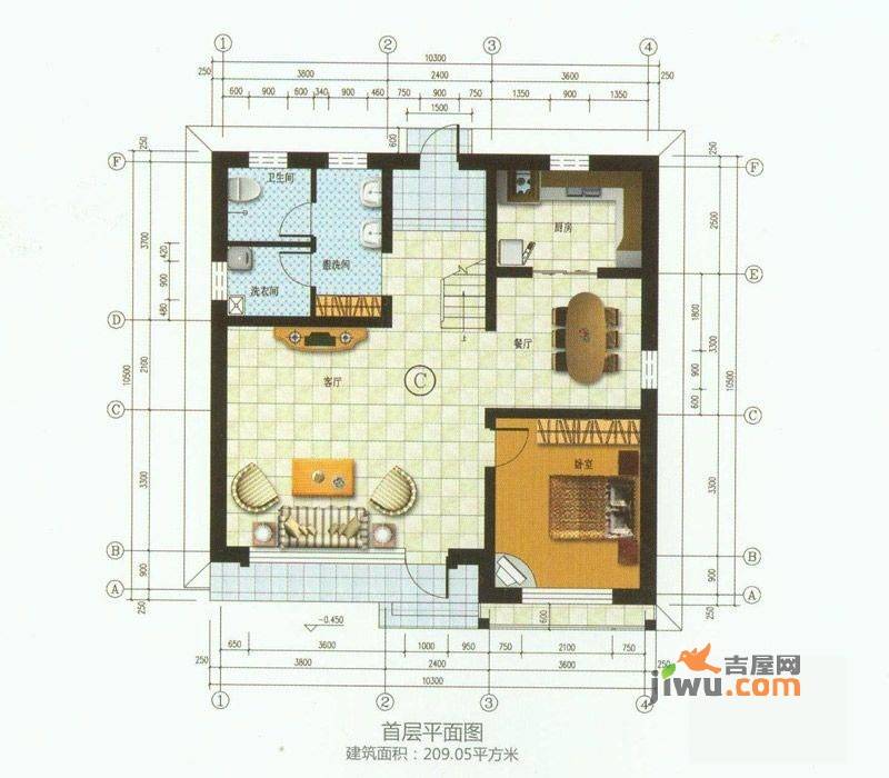 杏花谷庄园1室2厅1卫106㎡户型图