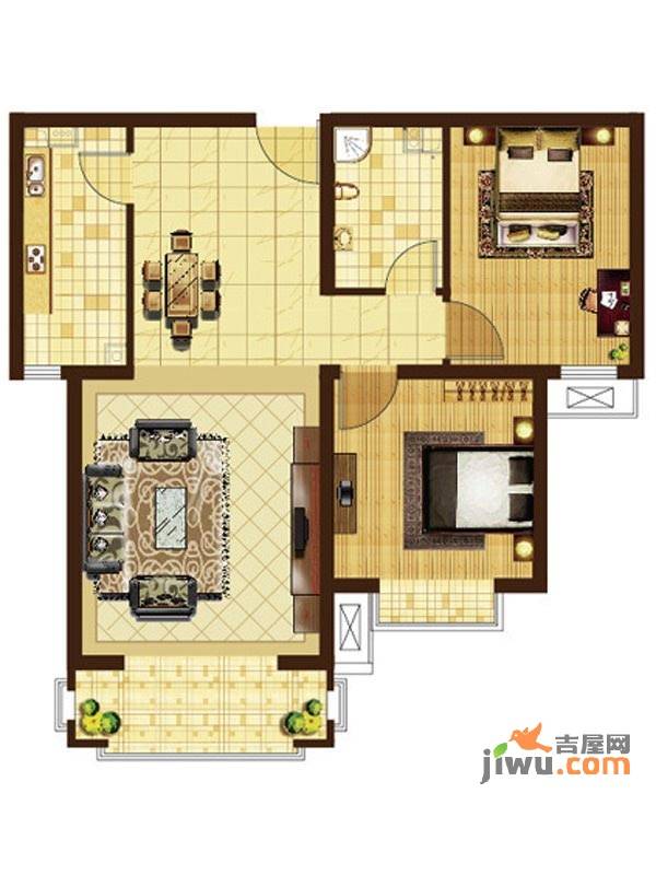 米拉小镇2室2厅1卫87.9㎡户型图