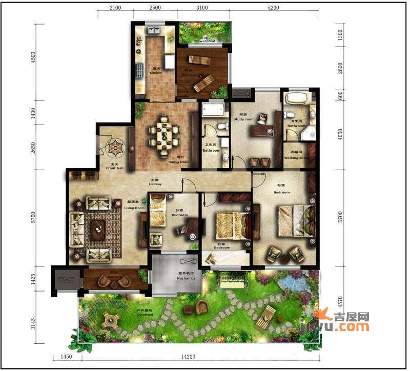 美林君渡4室2厅2卫192㎡户型图