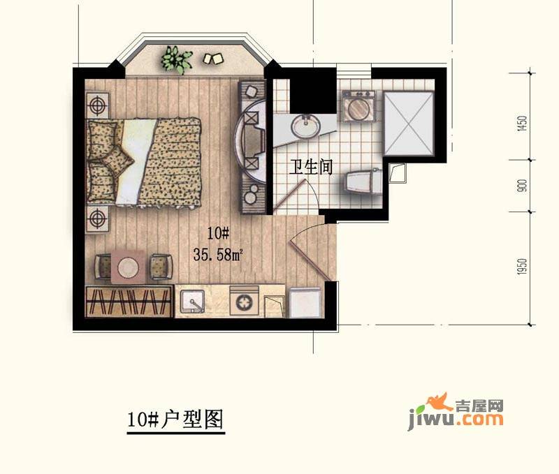 嘉特美大厦1室0厅1卫38.6㎡户型图