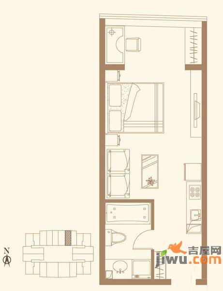 长安六号1室0厅1卫53.6㎡户型图