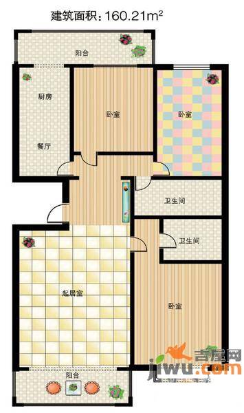 天通苑3室2厅2卫160.2㎡户型图