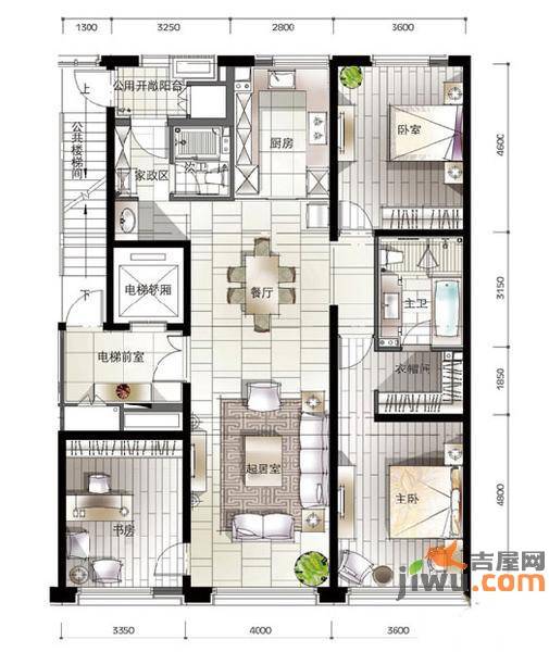 万科蓝山3室2厅2卫168㎡户型图