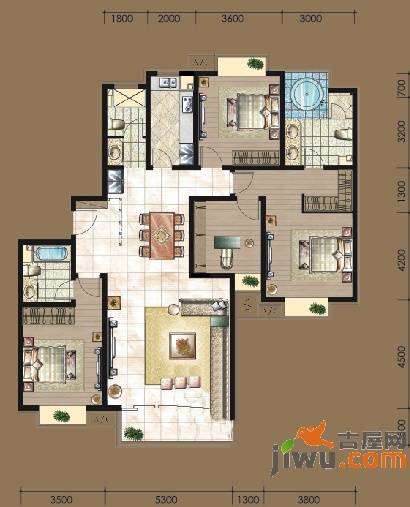 珠江拉维小镇3室2厅2卫180㎡户型图