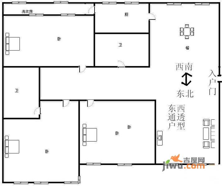 国风上观3室2厅2卫176㎡户型图