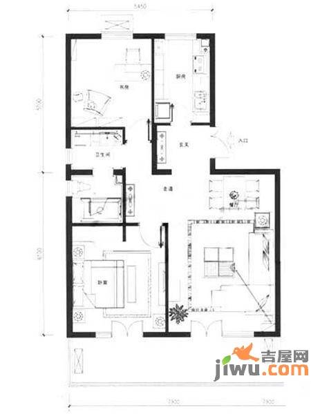 大成郡2室2厅1卫户型图