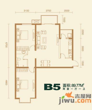 瑞雪春堂2室1厅1卫89.8㎡户型图