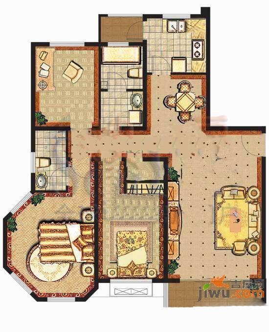 西棕榈滩3室2厅2卫150㎡户型图