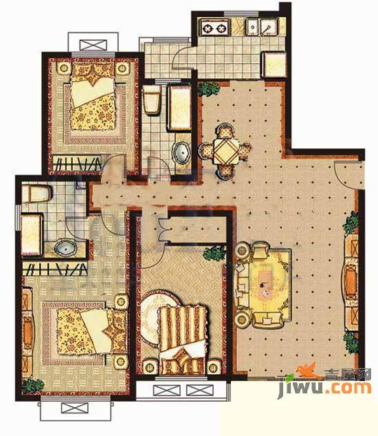 西棕榈滩3室2厅2卫150㎡户型图