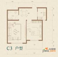 水色时光花园1室2厅1卫户型图