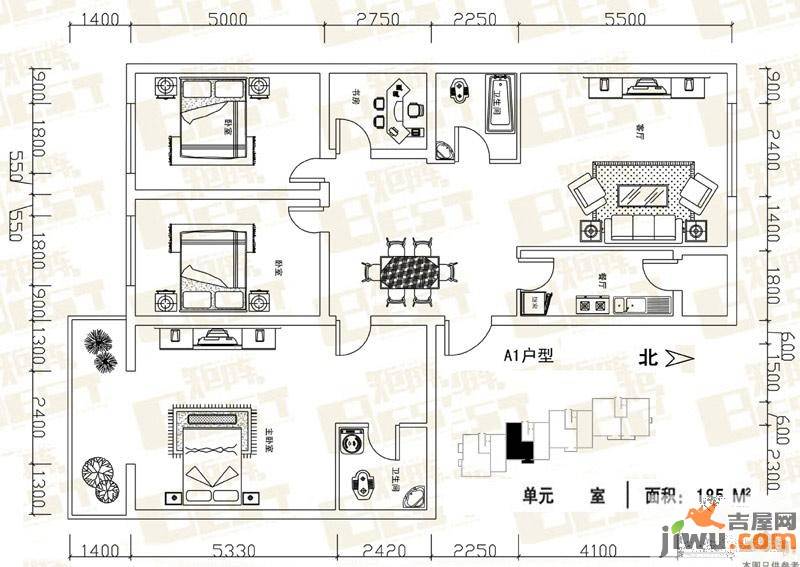 矩阵天悦3室2厅2卫185㎡户型图