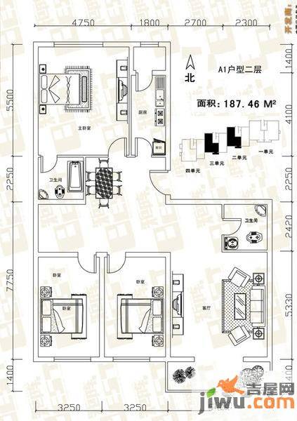 矩阵天悦3室2厅2卫187.5㎡户型图