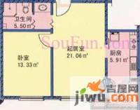 北京太阳城1室1厅1卫63.2㎡户型图