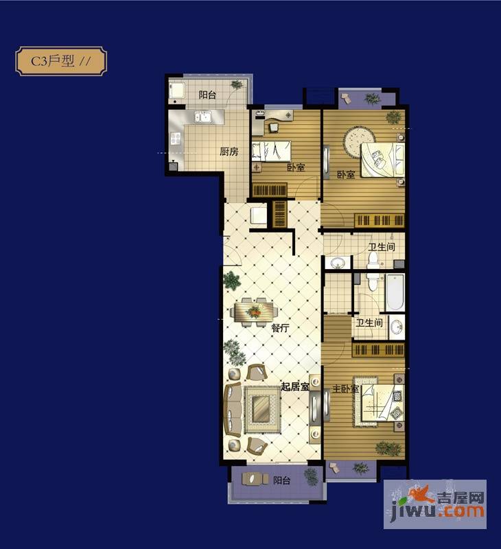 中建府前观邸3室2厅2卫140㎡户型图