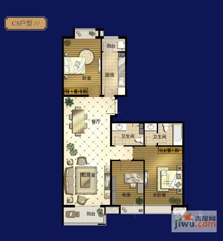 中建府前观邸3室2厅2卫132㎡户型图