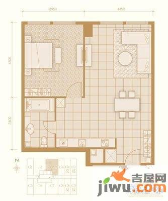 上庄三嘉信苑1室1厅1卫60㎡户型图