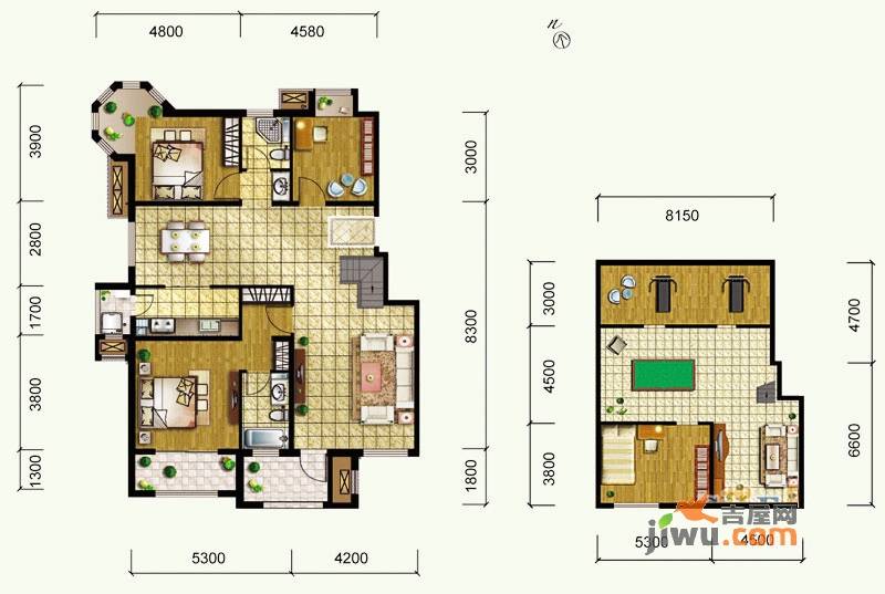 中国铁建原香小镇3室2厅2卫129㎡户型图