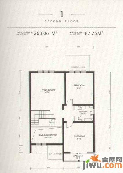 北京198栋2室1厅1卫87.8㎡户型图