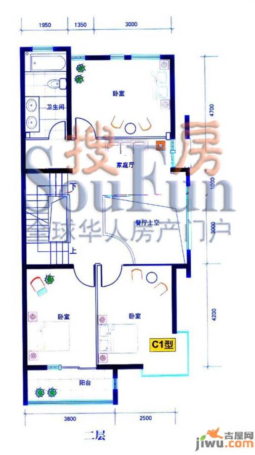 靠山居艺墅3室0厅1卫户型图