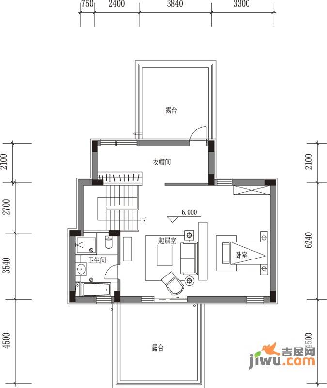 达观CBD东墅1室1厅1卫户型图