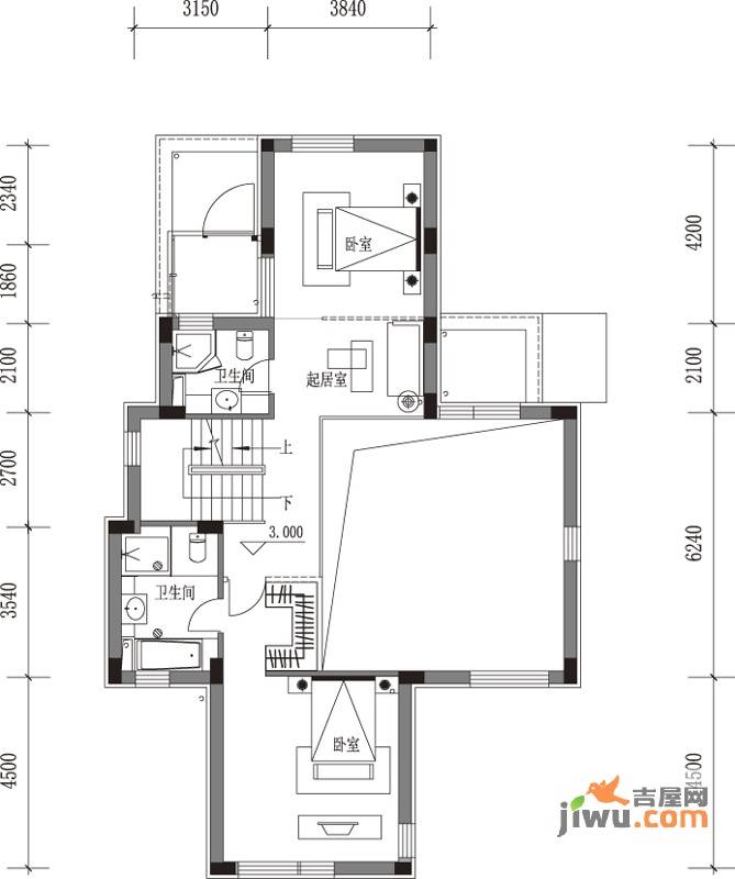 达观CBD东墅2室1厅1卫户型图