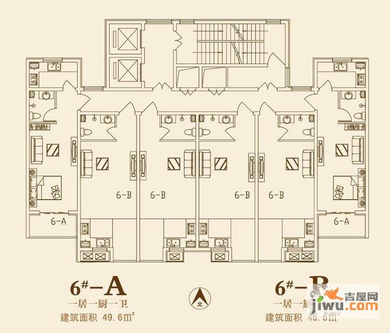 盛景蓝天公寓1室1厅1卫49㎡户型图