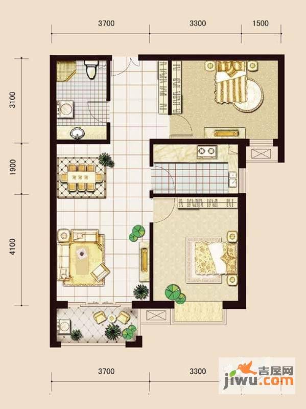 金润凤凰洲3室2厅2卫90.2㎡户型图