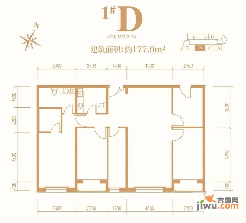 阅园二区普通住宅177.9㎡户型图