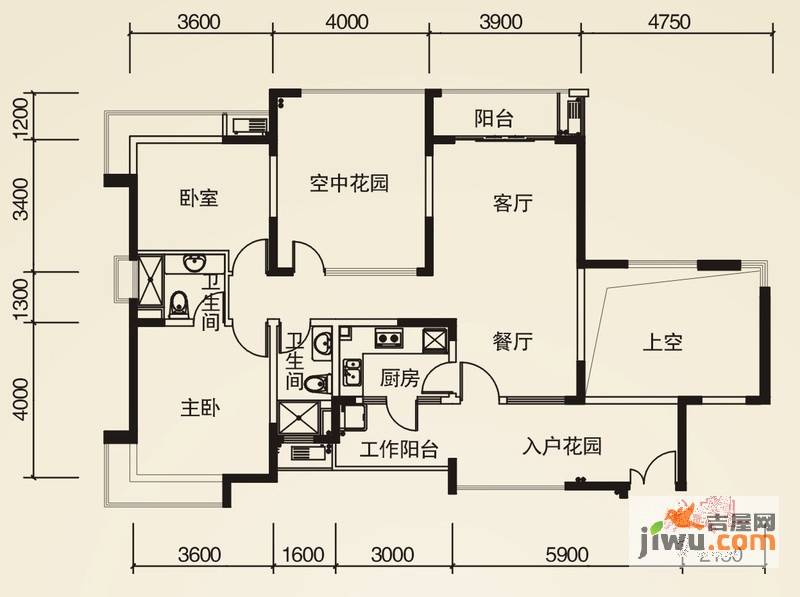 新世纪星城三期2室2厅2卫109㎡户型图