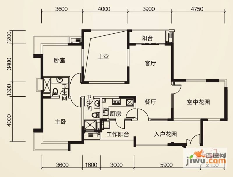 新世纪星城三期2室2厅2卫109㎡户型图