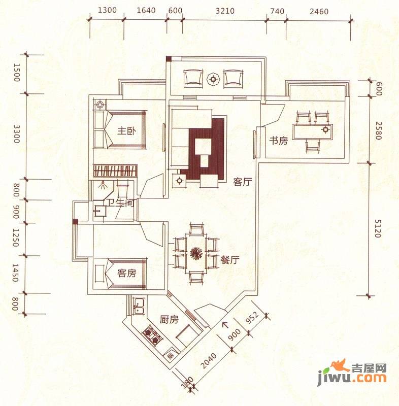 盛和新都会3室2厅1卫86.1㎡户型图