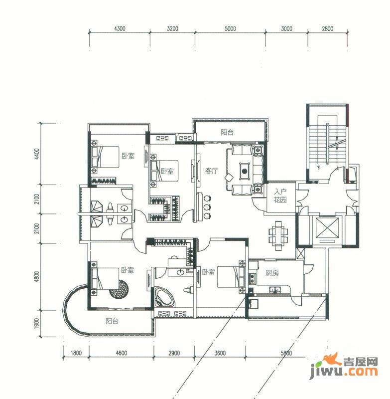 御花苑天珺湾4室2厅2卫218㎡户型图