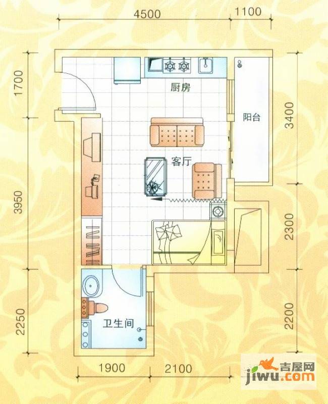 雍景家园1室0厅1卫39㎡户型图